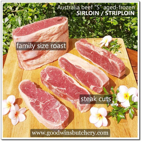 Beef SIRLOIN "S" Australia aged frozen STEAK CUTS